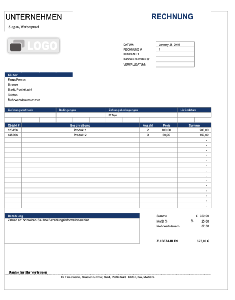 Rechnungsvorlagen - Blau-grau typische Rechnungsvorlage mit Logo